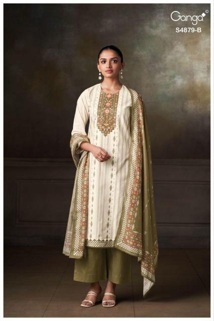 Ganga pryael 4879 cotton dress materials wholesale